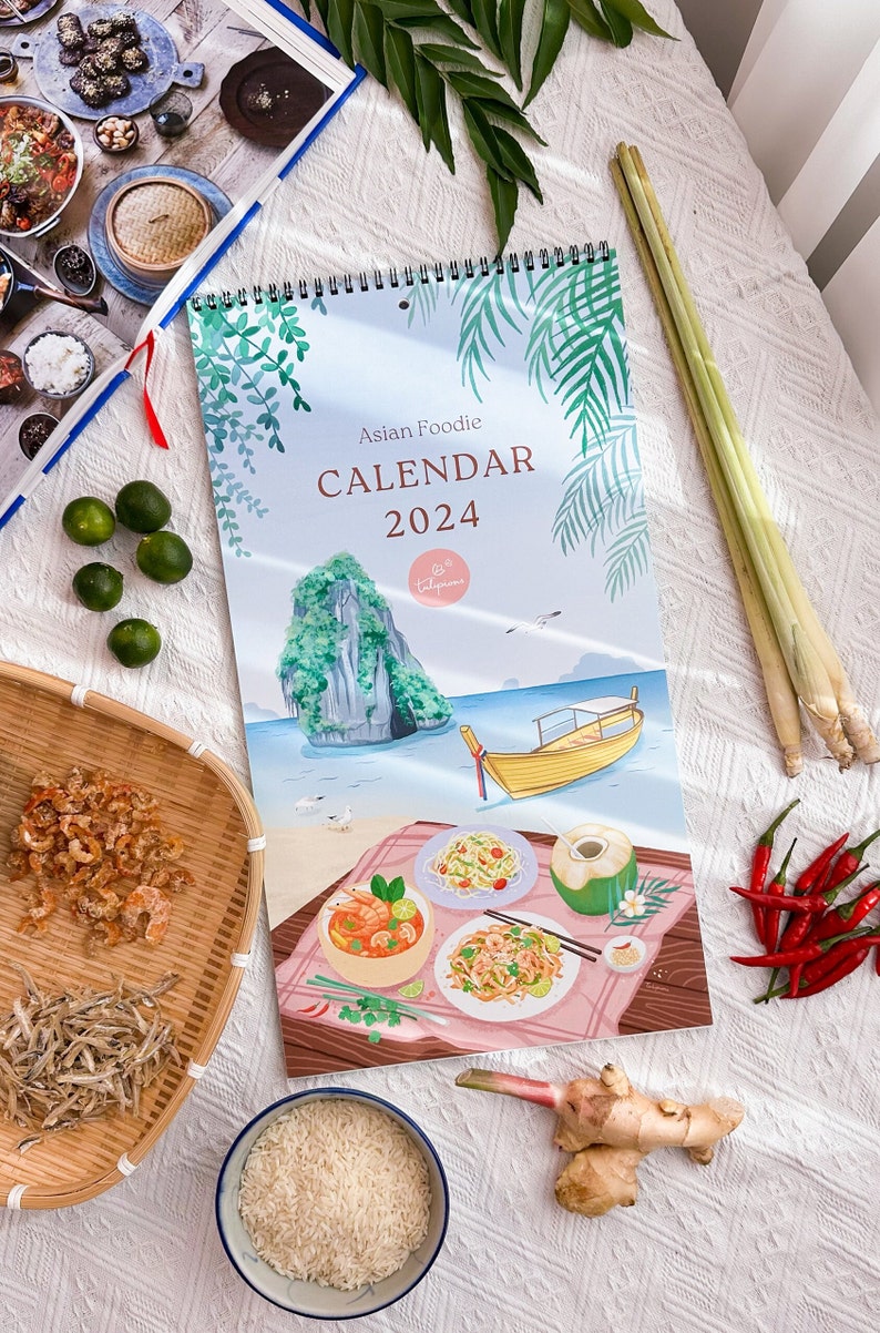 Asian Foodie Calendar 2024, 12 Month Wall Calendar, Large Size 9.5x17.25 Nearly A3, Thick Paper, 14 pages image 9
