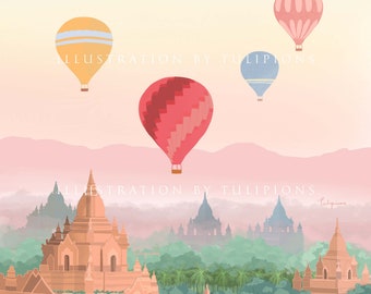 Bagan Temples in Myanmar, Instant DIGITAL DOWNLOAD