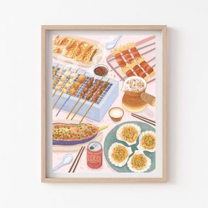 Chinesisches Street Food vom Grill, Asiatisches Essen, Shaokao, Sichuan Mala Grillen, Küche Poster, Giclee Kunstdruck