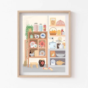 Nostalgische chinesische Küchenszene, Popos Zuhause, Chinesischer Neujahrsbesuch, Giclee Kunstdruck