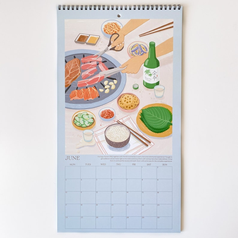 Asian Foodie Calendar 2024, 12 Month Wall Calendar, Large Size 9.5x17.25 Nearly A3, Thick Paper, 14 pages image 4