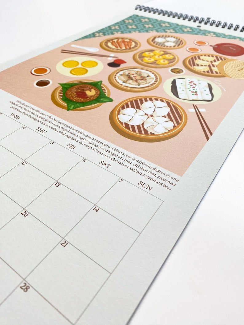 Asian Foodie Calendar 2024, 12 Month Wall Calendar, Large Size 9.5x17.25 Nearly A3, Thick Paper, 14 pages image 6