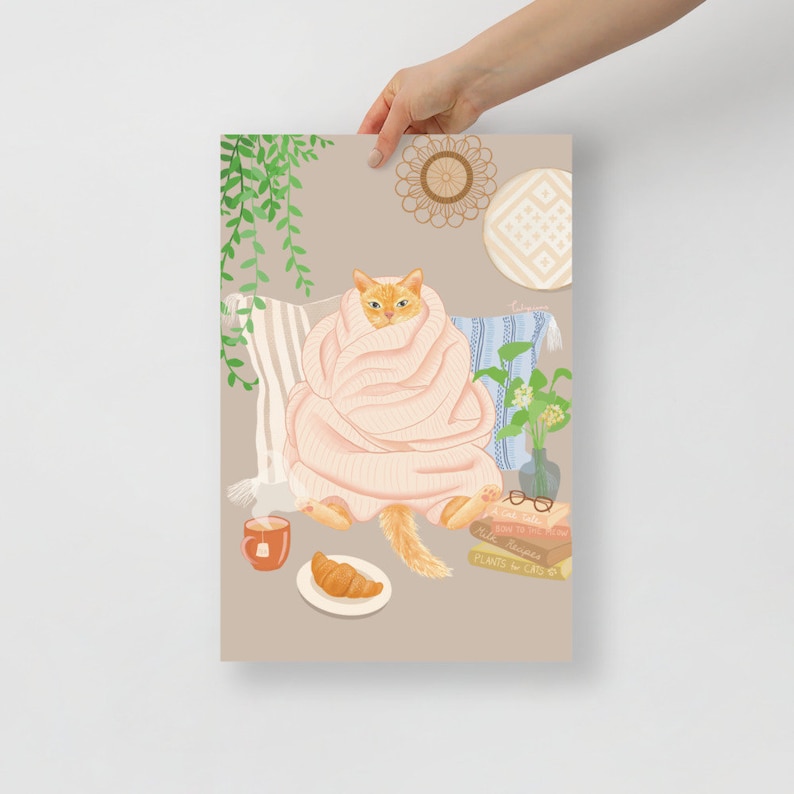 Mon habitat naturel, Maître de quarantaine, La maison est là où se trouve le chat, Drôle dimpression dart de chat, Cadeau damoureux du chat 12×18 pouces