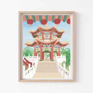 Malaysia Chinese Temple Art, Traditional Thean Hou Temple, Travel Asia, Tropical Dream Destinations, Giclee Art Print