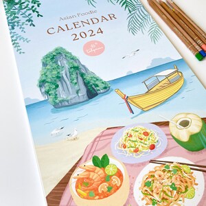 Asian Foodie Calendar 2024, 12 Month Wall Calendar, Large Size 9.5x17.25 Nearly A3, Thick Paper, 14 pages image 8