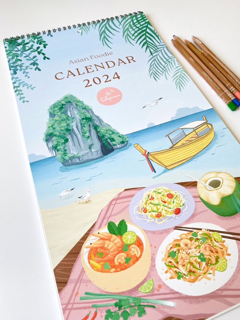 Asian Foodie Calendar 2024, 12 Month Wall Calendar, Large Size 9.5x17.25 Nearly A3, Thick Paper, 14 pages image 8