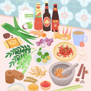 Malaysian Ingredients Artwork, Instant DIGITAL DOWNLOAD