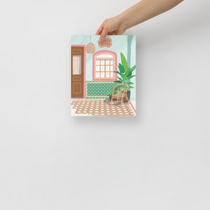 Traditional heritage shophouses in Malaysia /Singapore, Penang peranakan colorful tiles, Travel art print, Tropical dream destinations 8×10 inches