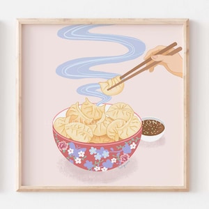 Dumpling Wall Art, Asian Food Print, Giclee Art Print