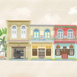 Malaysian Heritage Shophouses, Sofortiger DIGITALER DOWNLOAD
