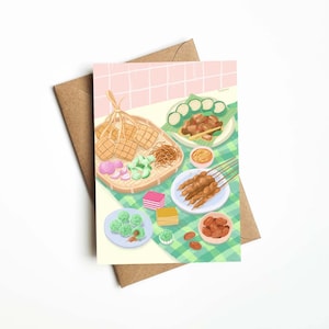 Hari Raya wenskaart, 5 x 7", wordt geleverd met witte of bruine envelop