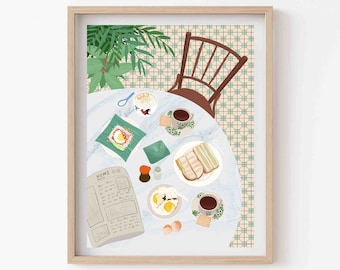 Kopitiam Coffee Shop, Asian Food Art, Classic Malaysian Breakfast, Giclee Art Print
