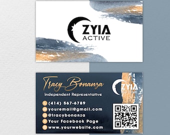 ZYIA Visitenkarten, Personalisierte Visitenkarte QR Code, digitale Datei, ZYIA Active Karte, druckbare Visitenkarte, Zyia Template Design ZA27