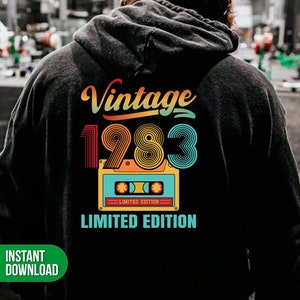 1983 Limited Edition Png, Vintage Cassette Png, 1983 Birthday Png, Png 1983, 1983 Birthday Shirts, 1983 Png, Png For Shirts, Png Sublimation