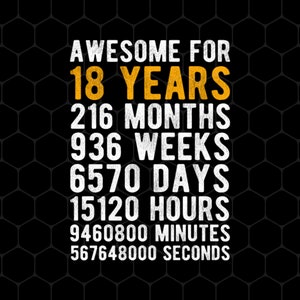 Awesome 18th Birthday Png, 18 Years Old Png, Love 18th Png, 18th Year In Life Png, Birthday 18th Png, PNG For Shirts, PNG Sublimation