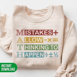 Fouten laten denken gebeuren Svg, Math Svg, Math Shirts, Math Teacher Svg, Math Teacher Shirts, SVG voor shirts, PNG-sublimatie