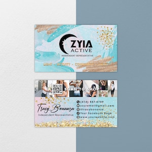 Luxury ZYIA Business Cards, Personalized Business Card QR Code, Digital File, ZYIA Active card, Printable Busines Card, Zyia Template ZA26
