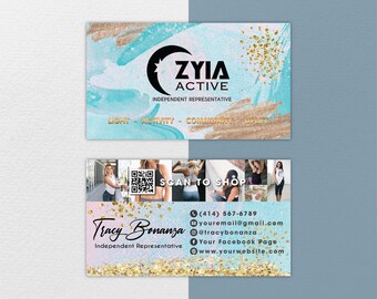 Luxury ZYIA Business Cards, Personalized Business Card QR Code, Digital File, ZYIA Active card, Printable Busines Card, Zyia Template ZA26