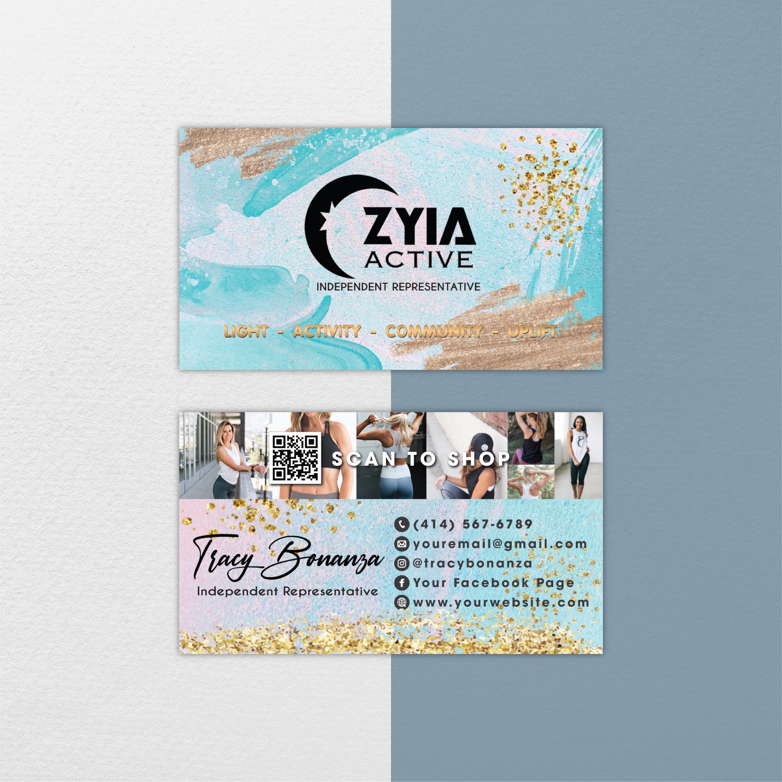 Luxury ZYIA Business Cards, Personalized Business Card QR Code, Digital  File, ZYIA Active card, Printable Busines Card, Zyia Template ZA26