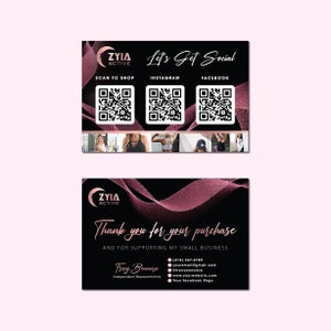 Zyia Social Card QR, Personalized Zyia Active Rose Gold Social Cards, Printable Zyia Custom QR Code, Glitter Zyia, Zyia Digital File ZA29
