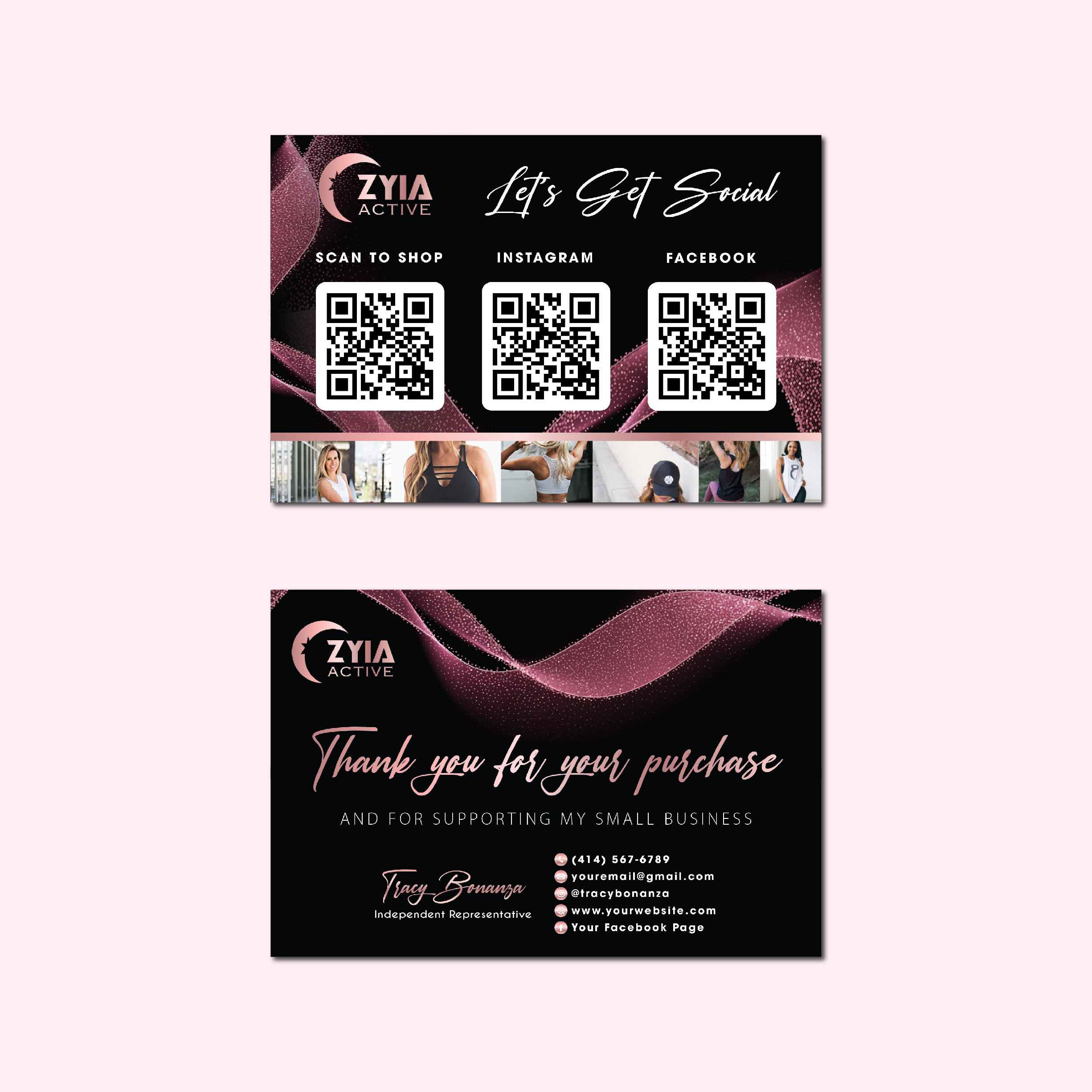 Zyia Social Card QR Personalized Zyia Active Rose Gold Social - Etsy