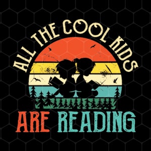 All The Cool Kids Are Reading Retro Vintage Sunset Tshirt All The Cool Kids Are Reading Retro Vintage Sunset Tshirt