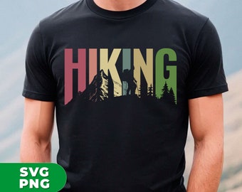 Hiking Lover Svg, Retro Hiking Svg, Hiking Silhouette, Love To Hiking Png, Hiking Shirt Design, Love Hiking, PNG For Shirts, PNG Sublimation