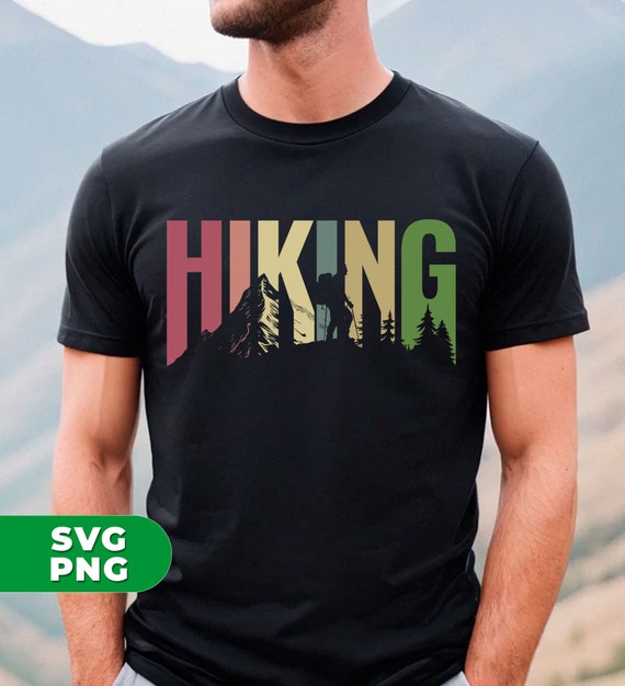 Hiking Lover Svg, Retro Hiking Svg, Hiking Silhouette, Love To Hiking Png, Hiking Shirt Design, Love Hiking, PNG For Shirts, PNG Sublimation