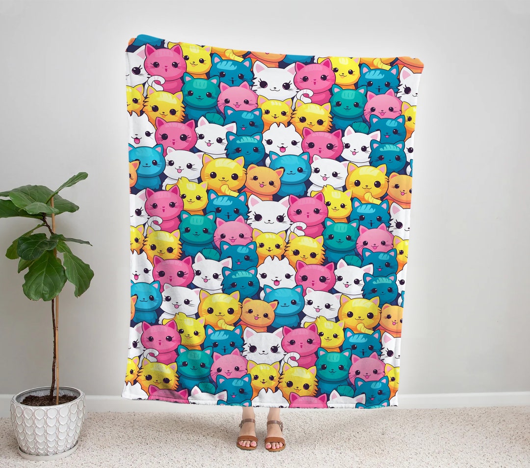 Cute Cats Blanket, Cat Bundle Blanket, 3D Cats Blanket, Cat Seamless
