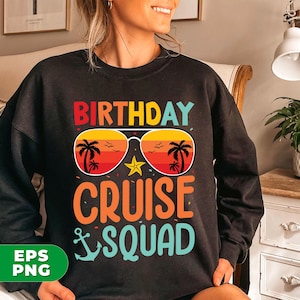 Birthday Cruise Squad, Retro Beach, Retro Birthday, Birthday Gift, Beach, Summer Vibes, Cruising Lover Gift, PNG For Shirts, PNG Sublimation