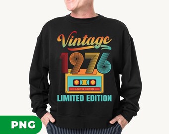 1976 Limited Edition, Vintage Kassette, 1976 Geburtstag, Retro Kassette, Vintage 1976 Png, Geburtstagsgeschenk, PNG für Shirts, PNG Sublimation