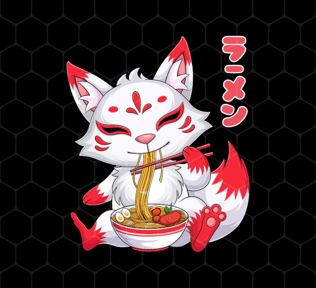 Kitsune Ramen Lover Png, Love Kitsune and Japanese Noodle Png, Kitsune