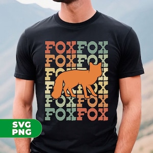 Fox Lover Svg, Retro Fox Svg, Fox Silhouette Svg, Fox Vintage Svg, Love Fox Png, Fox Shirt Design Png, PNG For Shirts, PNG Sublimation