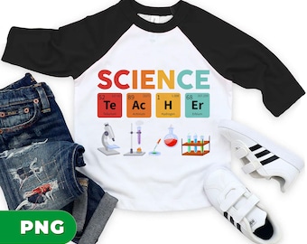 科学教師PNG、周期表科学PNG、化学実験室クリップアート、面白いSTEM教師昇華、カラフルな科学要素デザイン