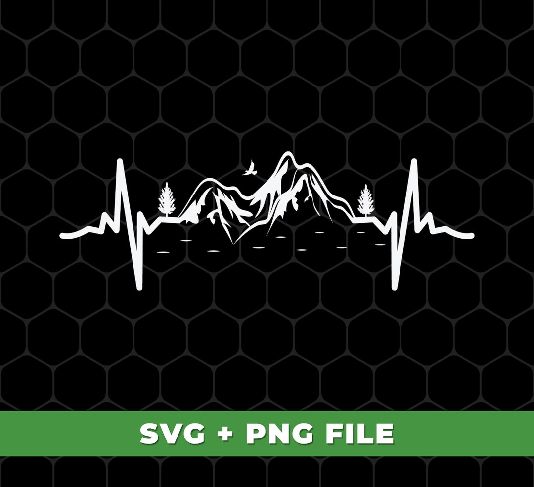Heartbeat Mountain Svg, Retro Mountain Svg, Retro Heartbeat Svg, Love ...