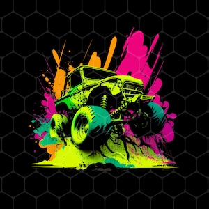 Auto Liebhaber Geschenk Png, Auto im Neon Stil Png, Liebe Neon Auto Png, cooles Auto auf der Straße Png, gemalte Karte Png, Png druckbar, digitale Datei