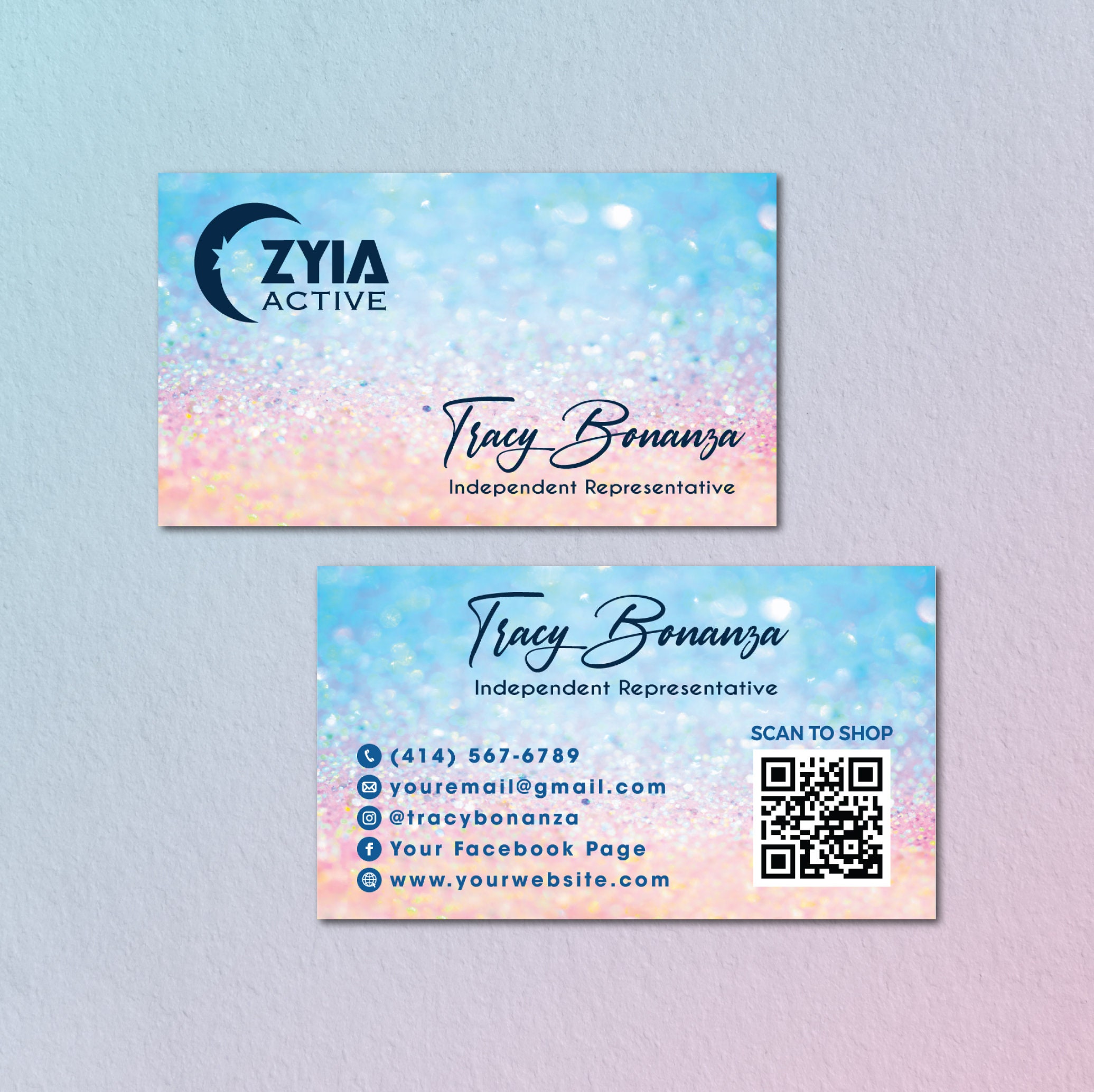 Glitter Zyia Business Cards Personalized Business Card Qr - Etsy Australia