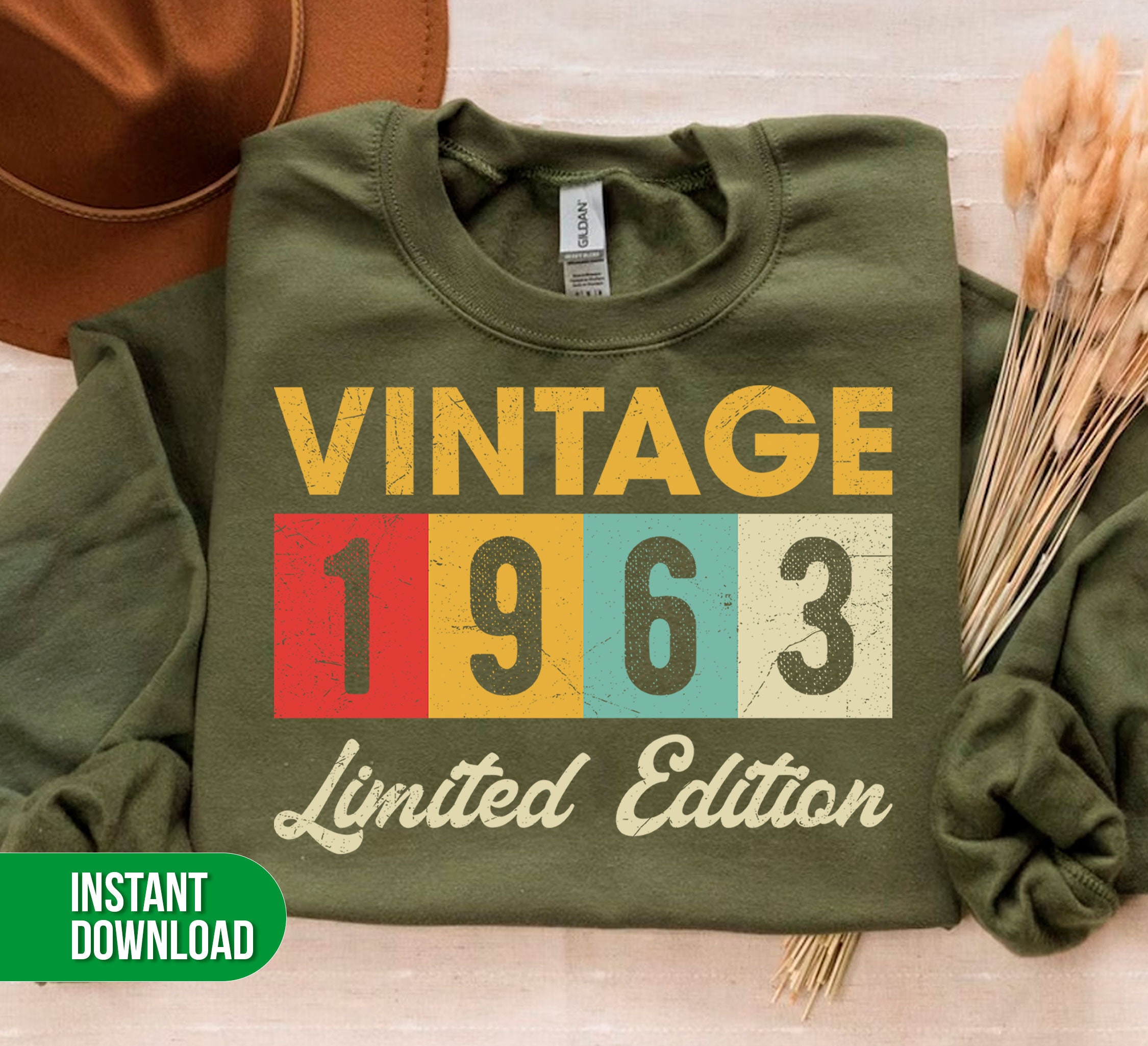 Vintage 1963 Gift Png, Born in 1963 Png, Limited Edition Gift Svg, 1963 ...