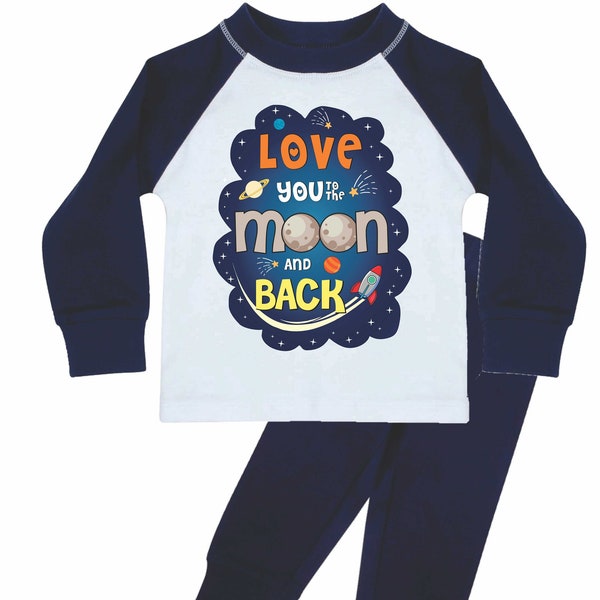 Love you to the Moon and Back Kids Pyjamas, Boys, Girls, Gift, Toddler sets, Sleep, Space theme, Kids Lounge wear, Stars
