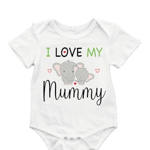 I love my Mummy Tshirt, Bodysuit, Baby Sleepsuit, First mother's day babygrow, Mother's Day Tshirt