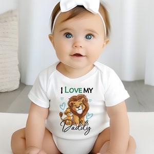 Kocham mojego Tatusia Babygrow, Tata i Mały Lew, Prezenty, Dzień Ojca, Prezent dla nowego taty, Prezent dla nowego dziecka, Prezent na baby shower, Będę Tatą