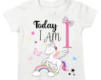 Birthday Girl Tshirt, First Birthday, Unicorn Pony theme Birthday, Birthday Gift, Girls Birthday Top, Unicorn Tee