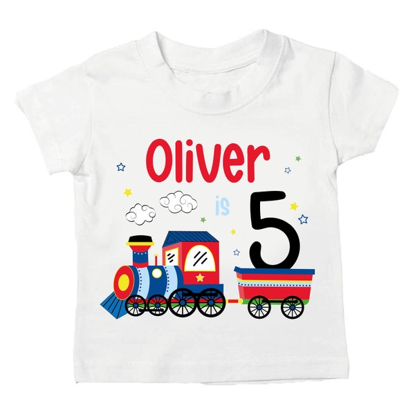 Tshirt personnalisé anniversaire train garçon, fête, mignon, cadeau, âge, trains, garçons, cadeau, thème, enfants