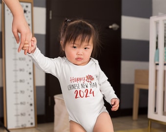 Happy Chinese New Year Babygrow, Tshirt, Bodysuit, Sleepsuit, Romper, Year of the Dragon 2024, Chinese Zodiac, Lunar New Year