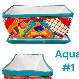 Rectangular Long Talavera Planter Indoor Outdoor Flower Pot Mexican Pottery