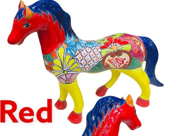 Standing Horse Talavera Decor Statue Piece Indoor Outdoor Mexican Art Pottery