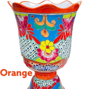 Classic or Rustic Copa Flor Talavera Planter Indoor Outdoor Mexican Pottery Flower Pot