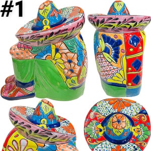 Sleeping Pepe Statue with Sombrero Talavera Garden Patio Decor
