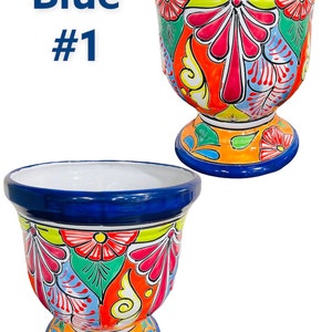Copa Talavera Urn Planter Indoor Outdoor Flower Pot Spring Mexican Pottery