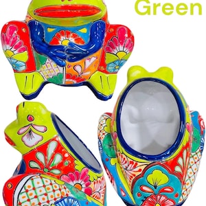 Frog Talavera Planter Rana Indoor Outdoor Flower Pot Mexican Pottery